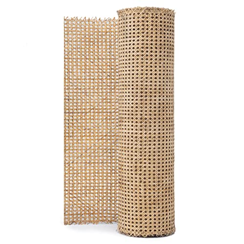 Sangle en rotin naturel de 61 cm X 61 cm de large pour projets de cannes | Canne pré-tissée en maille ouverte – Rouleau de toile en rotin naturel (61 cm)