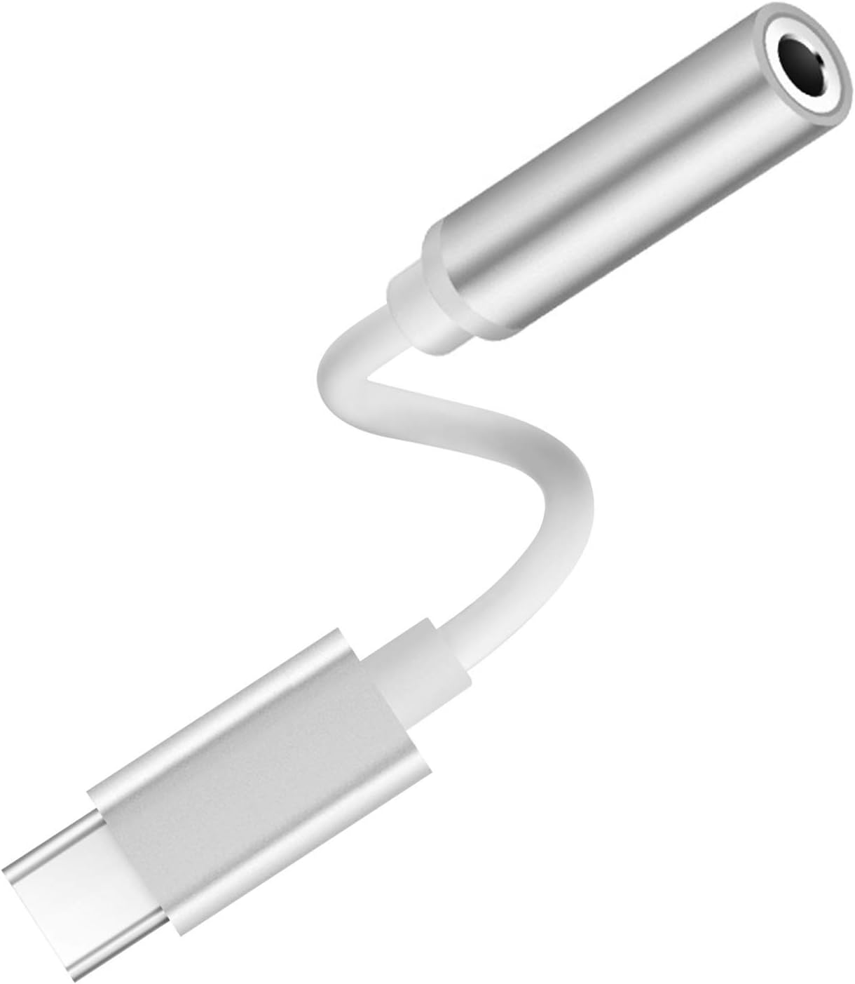 VIMVIP Type C to 3.5mm Headphone Audio Jack Adapter, USB C to 3.5mm Aux Microphone Connector Cable Compatible with UBC-C Devices(Silver)