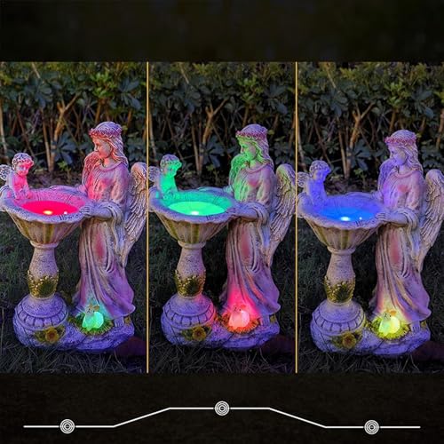 Estatua de ángel de jardín con luz solar en resina