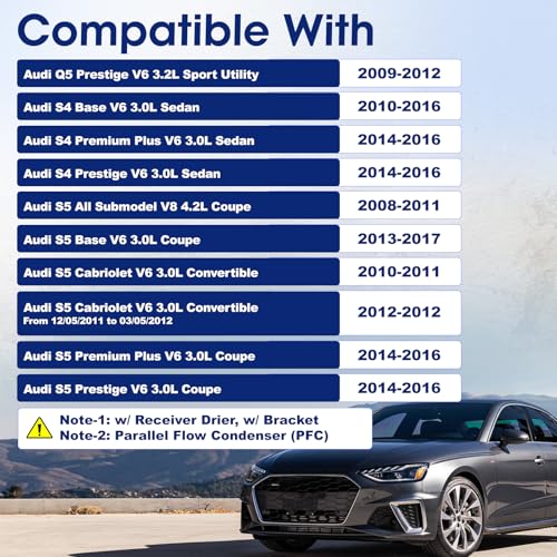 Image of Air Conditioning A /C Condenser Compatible with Audi A4 A5 Q5 Models # 3868, 8K0260403AB, 8K0260403AF, 8K0260403E, 8K0260403M, 8T0260403D, 8T0260403E, 8T0260403G