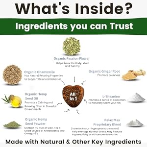 Calming Chews for Dogs | Hemp Anxiety Relief Treats | Melatonin for Dogs | Calm Relaxing Supplements for Separation Stress, Sleep, Nail Trimming, Storm, Barking, Canine Hyper Activity Calming Chews for Dogs | Hemp Anxiety Relief Treats | Melatonin for Dogs | Calm Relaxing Supplements for Separation Stress, Sleep, Nail Trimming, Storm, Barking, Canine Hyper Activity