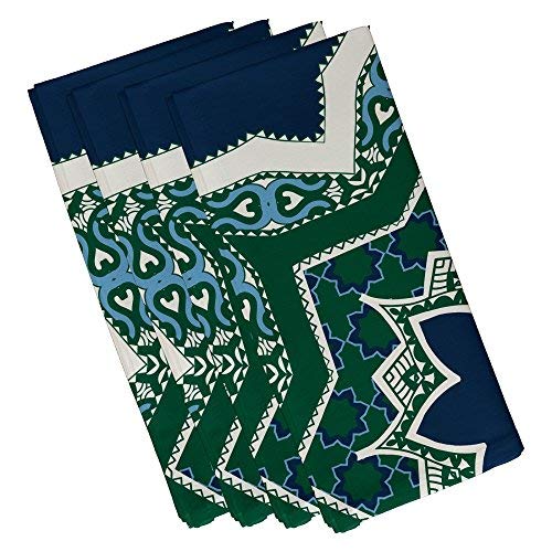E by design N4GN729BL44 19 x 19-inch, Rising Star, Geometric Print Napkin, Navy Blue, (Set of 4), Polyester