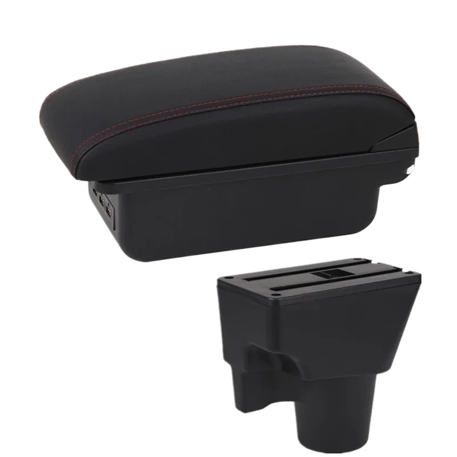 NOKRGQW Car Armrest Box For Kia For Picanto 3X-Line Car Armrest Storage Box Interior Dedicated Retrofit Parts Accessories(B1 red line 3USB)