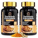 Turmeric Curcumin Supplement - 11-in-1 Turmeric Supplement with Black Pepper, Extra Strength Absorption, 95% Curcuminoids for Joint, Skin and Immune Support, Non-GMO, 120 Turmeric Capsules, 2 Packs