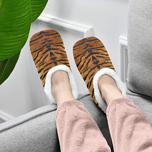 House Slippers Animal Tiger Print Soft Coral Fleece Fuzzy Slippers Socks For Women Men Girls Boys Indoor Outdoor Cute Slippers, Size L #TOP1