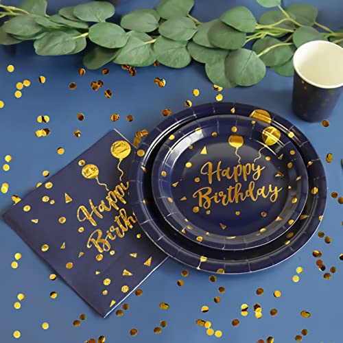 100Pcs Blue Birthday Napkins Gold Birthday Party Napkins Disposable Paper Napkin For Anniversary Happy Birthday Supplies #TOP5
