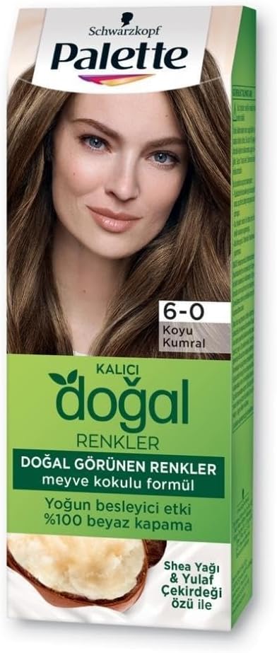 Palette Kalıcı Doğal Renkler 6-0 Koyu Kumral Shea Yağı & Yulaf Çekirdeği Özlü Saç Boyası