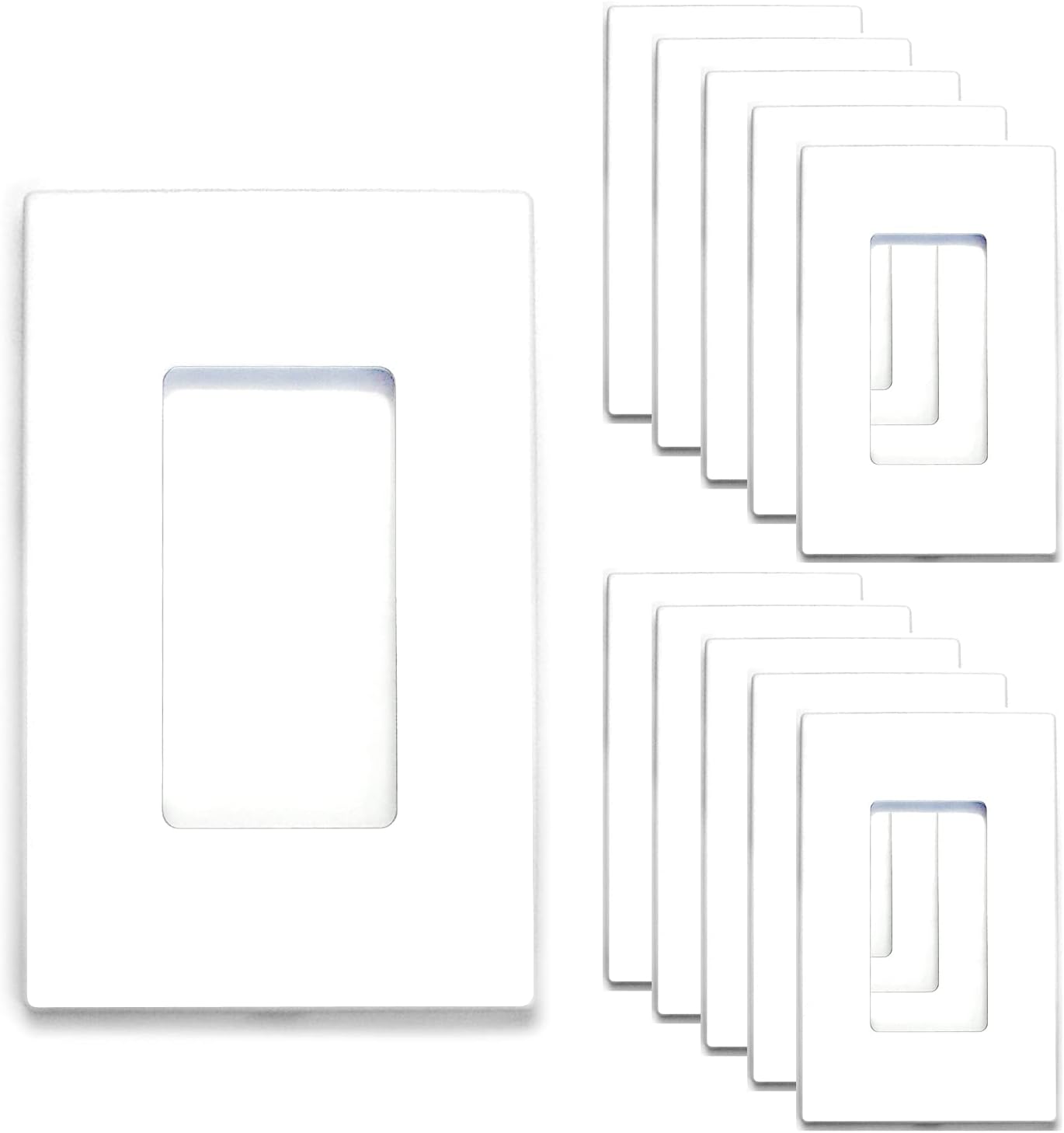 [20 Pack] NEU Screwless Decorator Wall Plates Child Safe Outlet Cover, 1 Gang 4.68" x 2.93", Unbreakable Polycarbonate Thermoplastic, Glossy White