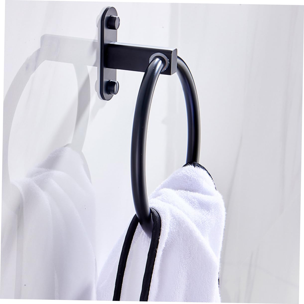 2 Piezas Toalla de Aluminio toallero Toalla de baño Colgador de Toallas de baño Negro