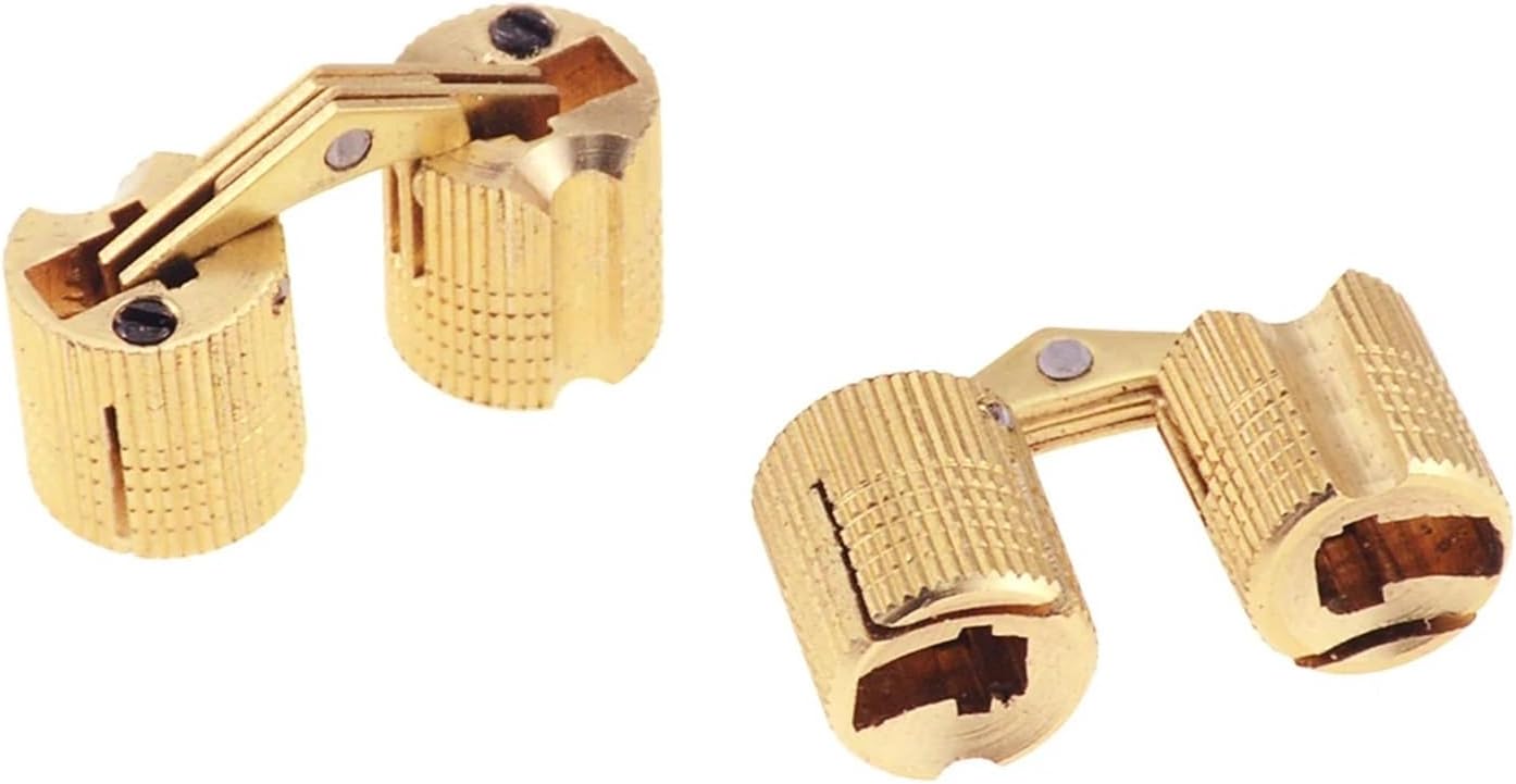 VNE 1Pcs Copper Brass Furniture Hinges 8-18 mm Cylindrical Hidden Cabinet Concealed Invisible Door Hinges for Hardware Gift Box (Color : 18mm)