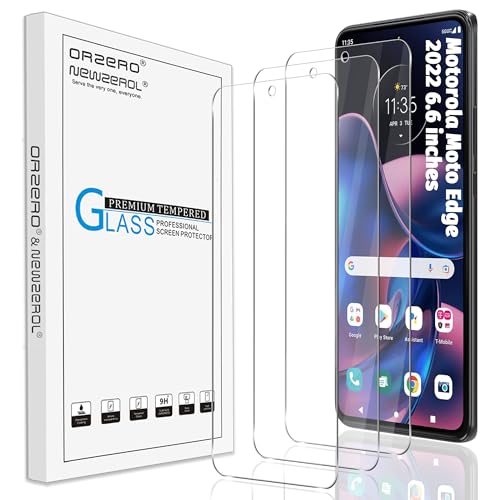Orzero (3 Pack) Tempered Glass Screen Protector Compatible for Motorola Moto Edge 2022 6.6 inches (Not for Moto Edge 2021) High Definition 2.5D Arc Edges 9H Anti-Scratch Bubble-Free