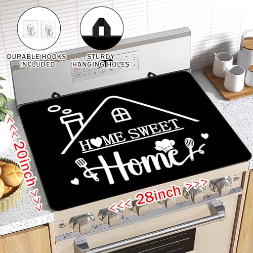 Image of Stove Top Cover for Electric Stove 28 inchx 20 inch, Home Sweet Home Heat Resistant Glass Top Stove Cover Protector, Glass Cooktop Covers, Kitchen Flat Stove Top Covers for Electric Stove