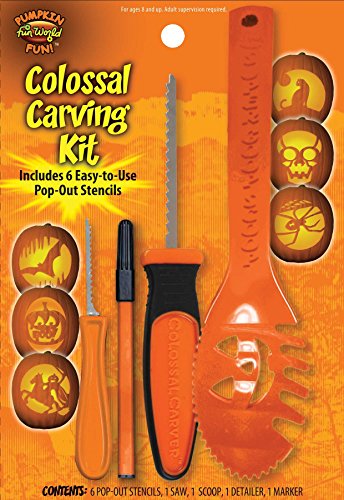 Fun World 10 Piece Colossal Pumpkin Carving Kit - Party Supplies(Assorted Colors)