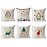Tailbox Décor Santa Claus Throw Pillow Covers Merry Christmas Series Cotton Linen Square Sofa Home Decor Design Throw Pillow Case Cushion Cover 18 