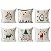 Tailbox Merry Christmas Series Cotton Linen Square Decorative Throw Pillow Case Cushion Cover 18 "X 18 "(Set of 6)