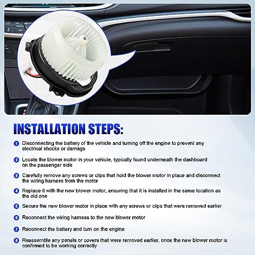 Front AC Blower Motor Fits for Jeep Grand Cherokee Chrysler 200 2014 2015 2016 2017 2018 HVAC Heater Blower Motor with Fan Replaces 700293 68223053AC by LCWRGS - Image 7