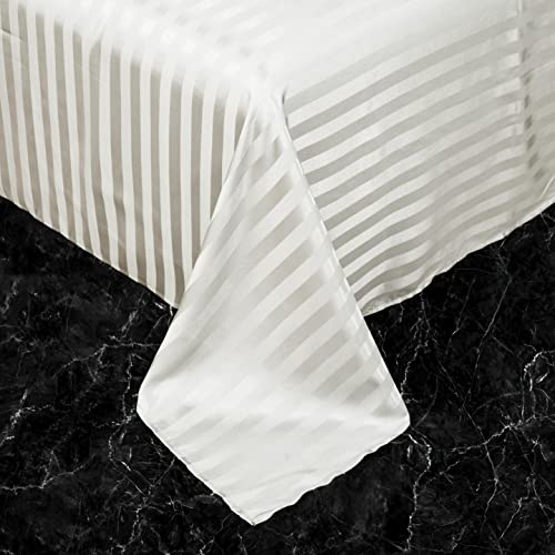 Yearning 5Pcs White Silk Stripes Soft Comforter Set Sexy Luxury Ultra Soft Microfiber Bedding, Light Weighted Quilt King, Fitted Sheet, Flat Sheet With 2 Matching Pillow Bed-In-Bag #TOP6