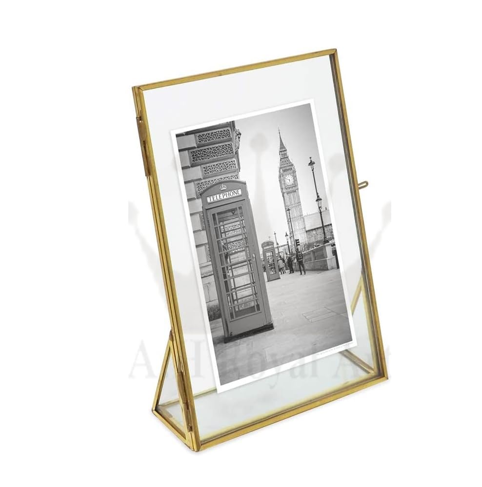 AN Handicrafts Decorative Metal & Glass Vintage Golden Standing Photo Frame with Pressed Glass|Tabletop Metal with Locket Closure and Angled Base, for Pictures, Art, Mementos, Keepsakes(Size-4x6 Inch) (B0CWV7ZMD4) Amazon Price History, Amazon Price Tracker