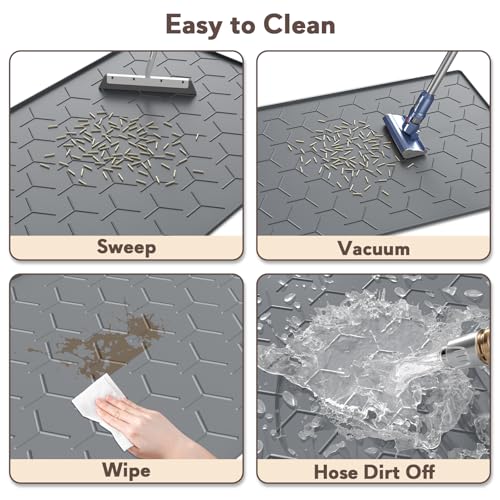 Image of Garoopion Cat Litter Mat, Large 40 inch X 28 inch Litter Catcher Rug, Waterproof Silicone Mat for Cats, Dark Gray