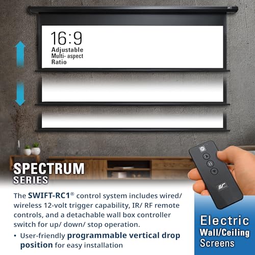 Image of Projector Screen Elite Screens Spectrum, 106-INCH Diag 16:10, Motorized Projection Screen Movie Home Theater 4K /8K Ultra HD Ready, ELECTRIC106X2
