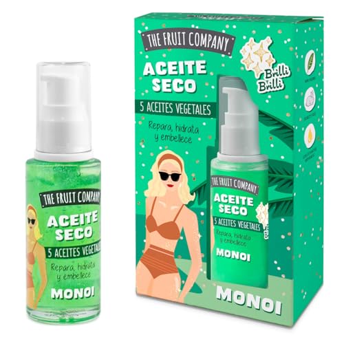 The Fruit Company Aceite Seco MONOI 50ml | Dry Oil Glitter | 5 Aceites Vegetales, Repara, Hidrata y Embellece - Brilli Brilli