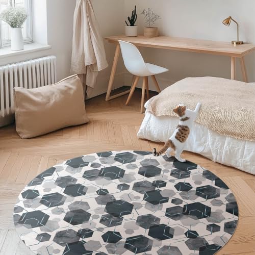Tapis Vinyle Résistant à la Rayure de Sol Cuisine PVC Durable Rond - 3