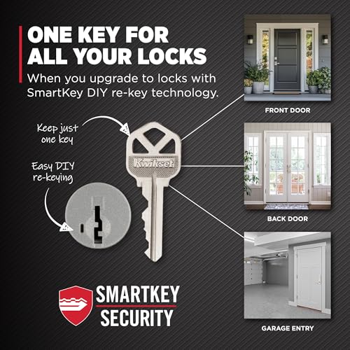 Image of Kwikset Halifax Square Front Door Lock Handle and Deadbolt Set, Entry Exterior with Interior Reversible Lever, Satin Brass, Project Pack, Pick Resistant SmartKey Rekey Deadbolt Security