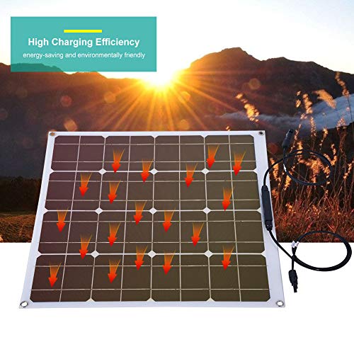 Garsent 50W Solarpanel, tragbares Flexibles 12V-Solarpanel mit Wirkungsgrad für Zuhause/Boot/Yacht/Wohnmobil für Arbeiten im Freien, Reisen oder Campingtraining
