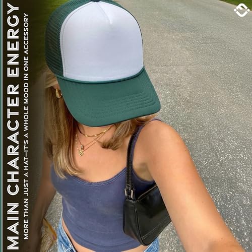 Image of Funky Junque Foam Trucker Hat, Trucker Hats for Women & Men - Blank Adjustable Snapback Mesh Back Baseball Cap