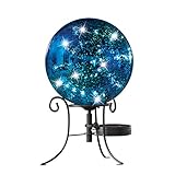 Collections Etc Faux Mercury Solar Gazing Ball With Stand, Blue