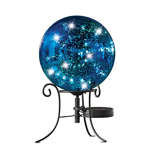Collections Etc Faux Mercury Solar Gazing Ball with Stand,