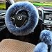 Ogrmar Winter Warm Faux Wool Steering Wheel Cover with Handbrake Cover & Gear Shift Cover for 14.96