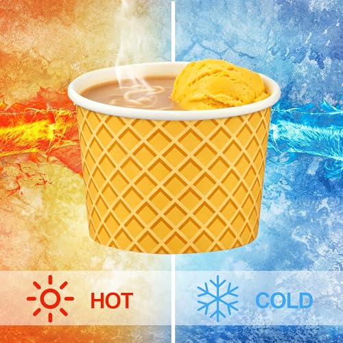 Image of 50 Pcs Paper Ice Cream Cups 4oz Ice Cream Disposable Dessert Bowls Small Treat Snack Bowls for Sundae Frozen Yogurt Soup Hot or Cold Food Containers Party Supplies