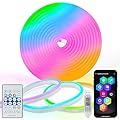 DBFAIRY Smart Neon Rope Light, 16.4Ft RGB Color Changing IC Neon Rope Lights with App Remote Music Sync, Silicone Waterproof Flexible DIY Rope Strip Lights for Living Room Gaming Party Outdoors Decor