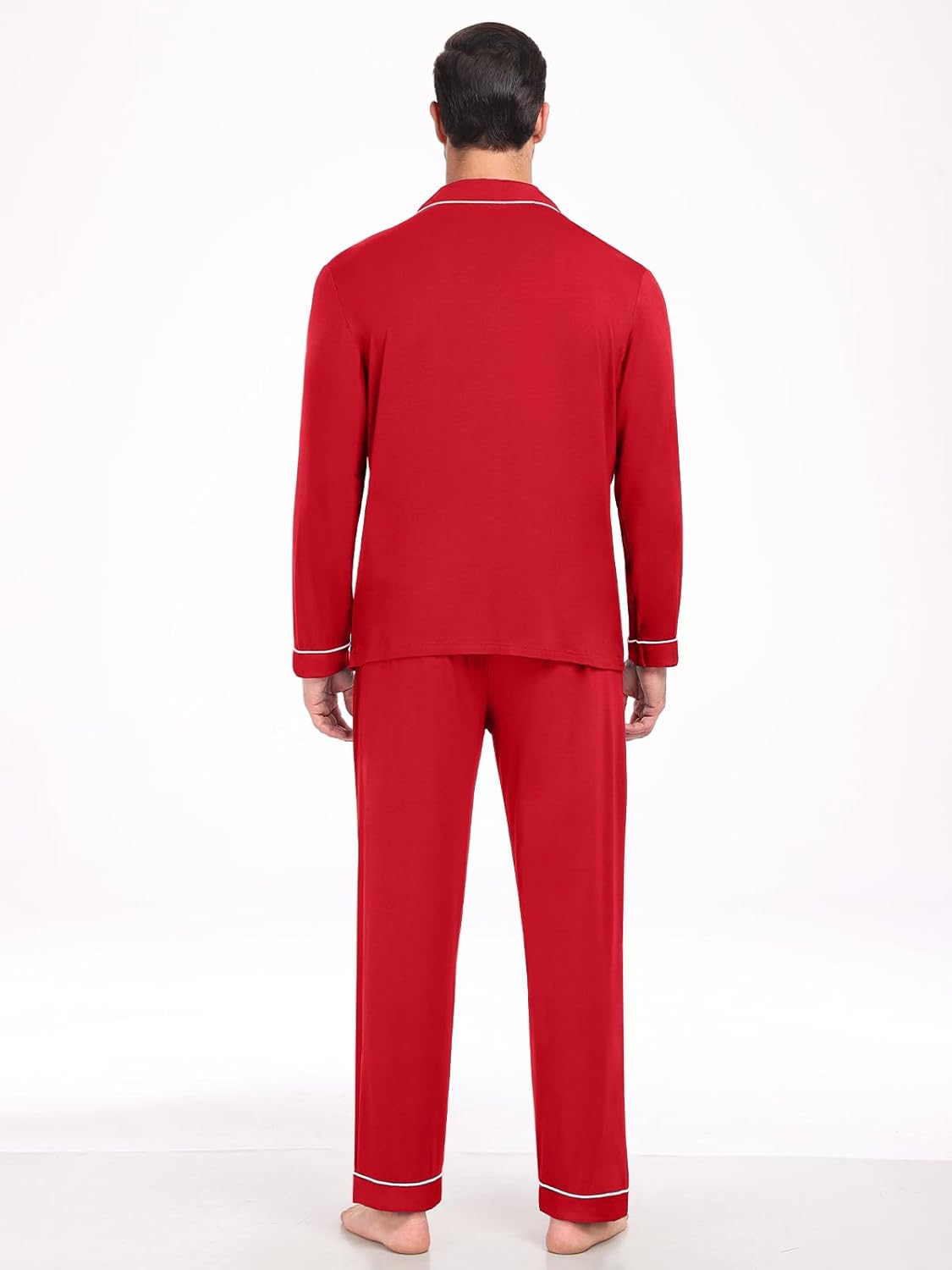 Men Modal Pajama Set Long Sleeve Pjs Button Down Sleepwear Soft Comfy Loungewear Sets 2 Piece Nightwear S-3XL - Image 3