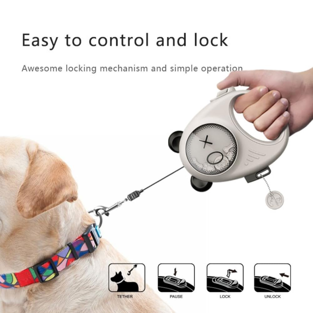 Retractable Dog Leash, White, 13 ft / 4 m - Image 3