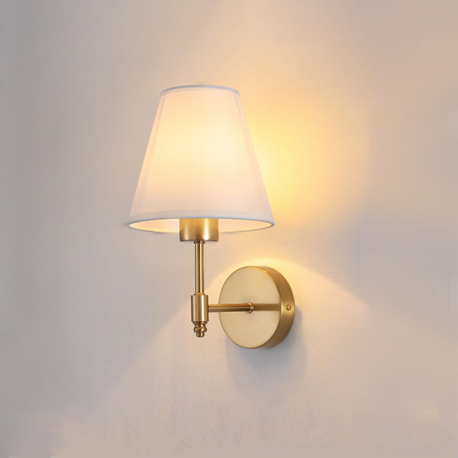 Wandleuchte E27, Innenwandleuchte mit Stoffschirm, Moderne Vintage-Wandleuchte, Nachttischleuchte, Metallleuchte für Schlafzimmer, Wohnzimmer, Flur (Leuchtmittel Nicht enthalten)
