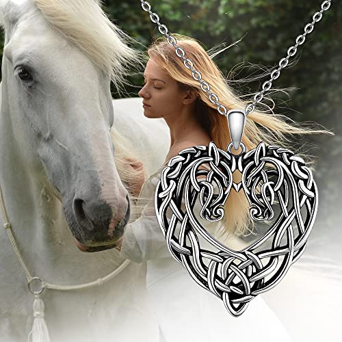 Horse Necklace Celtic Knot Heart Love Irish Sterling Silver Horse Gifts for Women Animal Couple Pendant Good Luck Irish Jewelry3