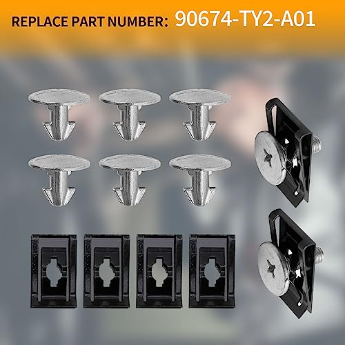 Image of Hoypeyfiy Radiator Engine Cover Pin Screw Kit, Engine Splash Shield Cover Bolt Pin Screws Replacement for Honda Civic Accord CRV Acura 90674-TY2-A01
