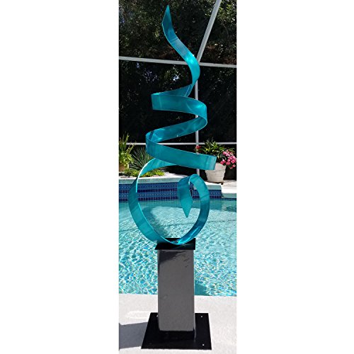 Statements2000 48-Inch Abstract Indoor Outdoor Garden Decor, Metal Yard Sculpture, Aqua Blue Sea Breeze #TOP1