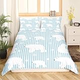 Funda Nordica Cama 80/90 Oso Polar de Dibujos Animados Funda Edredon Animales Lindos 3D Funda Nordica 135x200 Microfibra Suave Ropa de Cama con Cremallera y 2 Fundas de Almohada O.1779