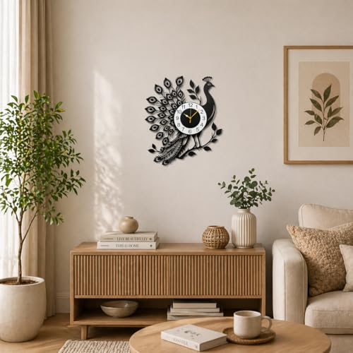 Image of Morden Metal Wall Clock for Living Room, Bedroom, Office, Kitchen, Stylish Wall Clock for Home and Hall, Designer Big Size Modern(ST-64, 60CM)