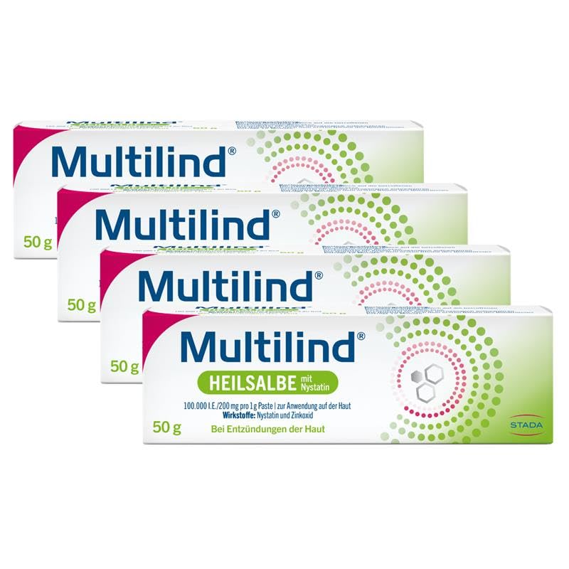 Multilind Wund- und Heilsalbe bei wunder und entzündeter Haut mit Zinkoxid und Nystatin 4 x 50 g Salbe