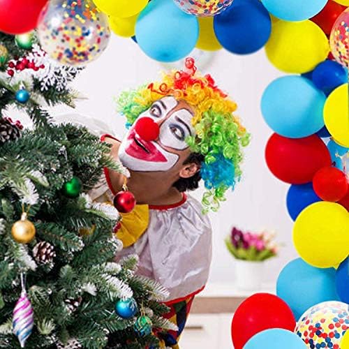 Carnival Circus Balloon Arch and Garland Kit - 105 Pack Red Blue Yellow Round Latex Balloons and Rainbow Multicolor Pre-Filled Confetti Balloon for Carnival Wedding Birthday Anniversary Decorations