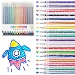 SAYEEC Glitter Gel Pens Colored Dual Metallic Gel Pens Set 1.0mm Super Sparkle Gel Ink Pens Art Glitter Markers for Adult Coloring Book Scrapbook Drawing Doodling Card Making Journaling (18 Colors)