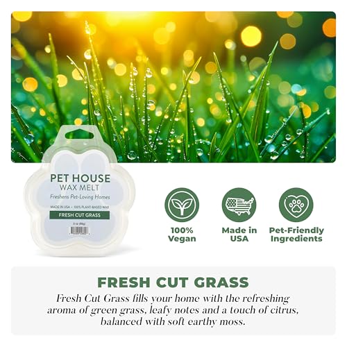 Image of Pet House Fresh Cut Grass Spring and Summer Scented Wax Melts 3 OZ, Plant Based Soy Wax Melts for Household and Pet Odor, Clean Burning, Long Lasting, Made for Pet Loving Homes - 2 Pack