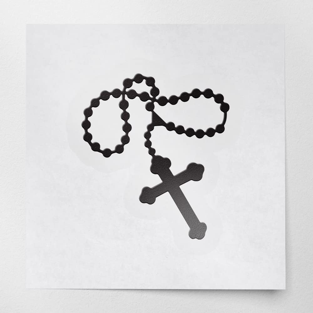 2 Pcs - Decal Stickers Of Religion Rosary Beads Catholic Sticker (Black) Premium Waterproof Vinyl Decal Stickers For Laptop Phone Accessory Helmet Car
