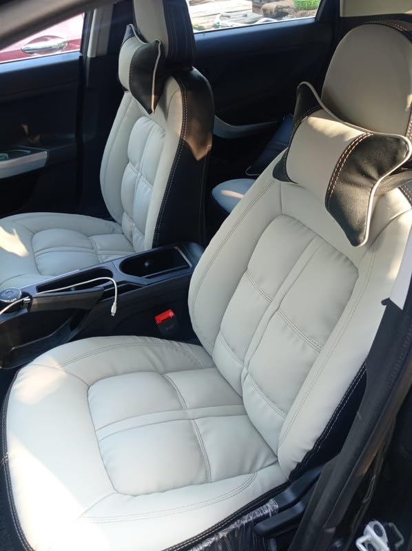 Image of Comfort Plus Puffy PU Leather Igrey-Black Car Seat Cover Compatible with Hyundai i20
