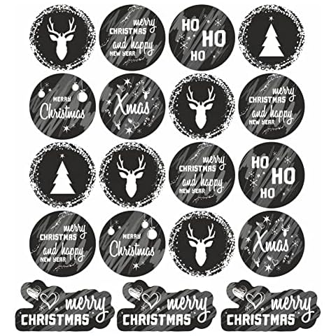 BIKE-label X400053VA Christmas Sticker Set Black Gift Sticker Decoration for Crafts Greeting Cards Merry Christmas Cover