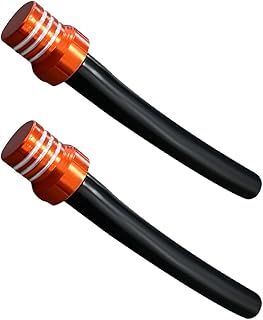 2 PCS Breather Hose Gas Fuel Tank Cap, CNC One Way Tank Vent Tube with Aluminum Breather Valve, Universal for ATV Quad Off-Road Pit Dirt Bike, Motorcycle Accessories (Orange)